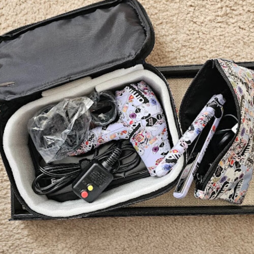 amika Mini Travel Blow Dryer + Mini Flat Iron Set — Like New